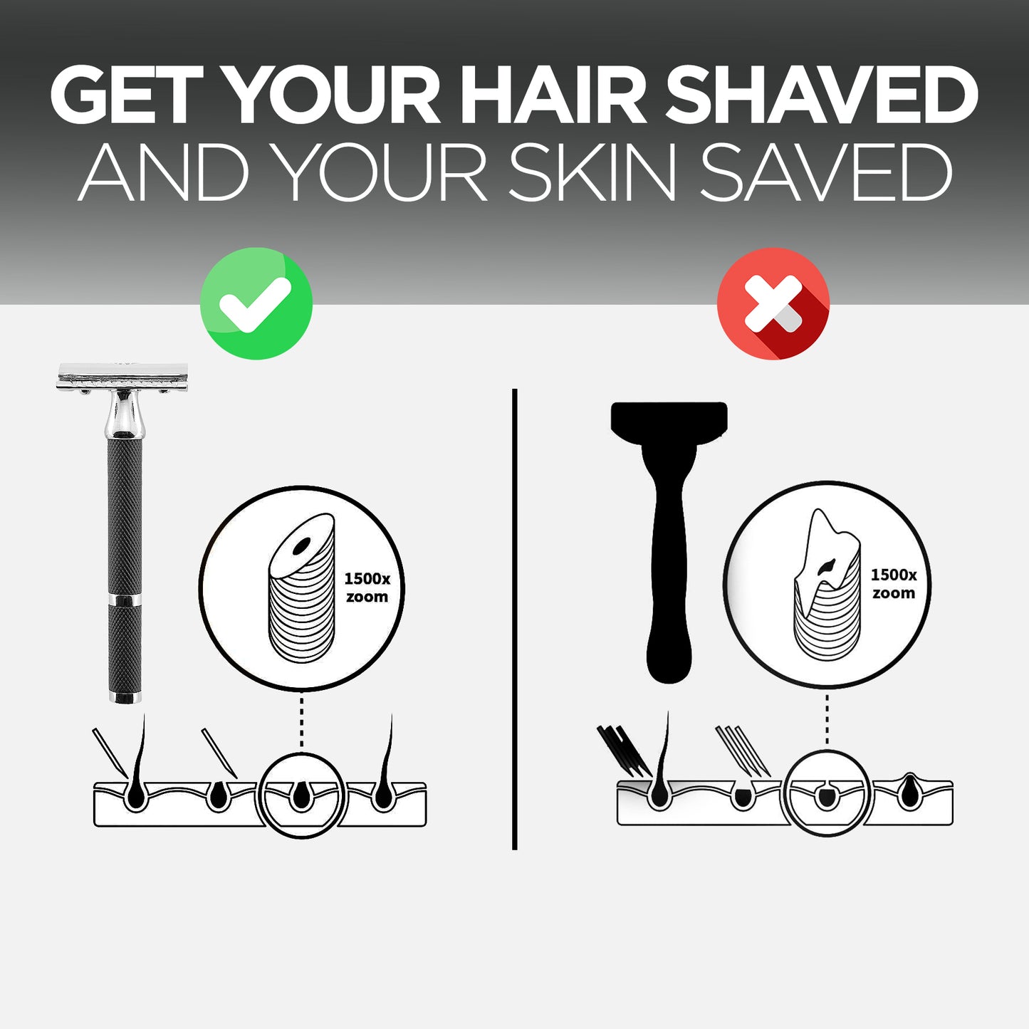 Textured Grip Black & Chrome Double Edge Safety Razor