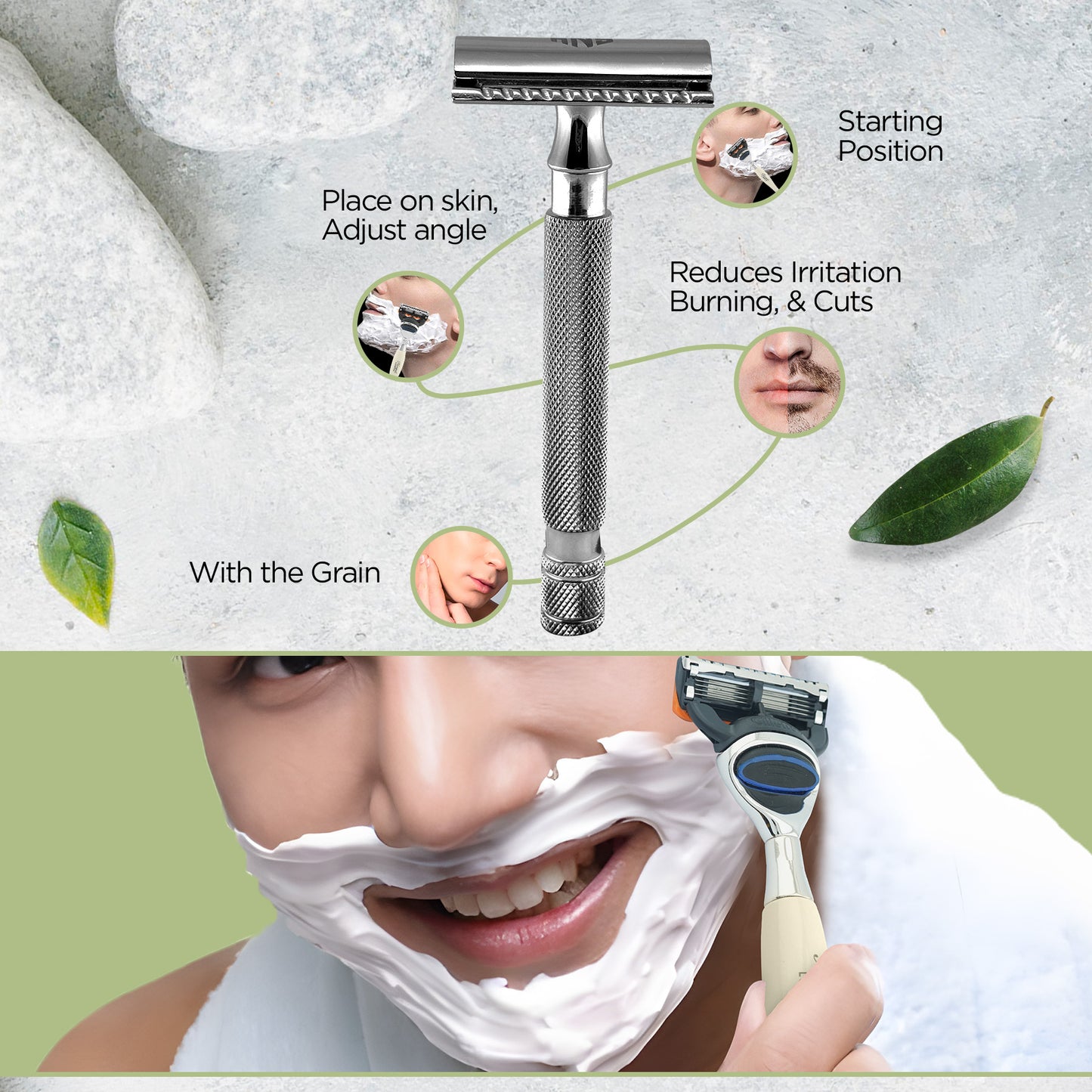 Classic - Chrome Double Edge Safety Razor with Textured Knurled Handle