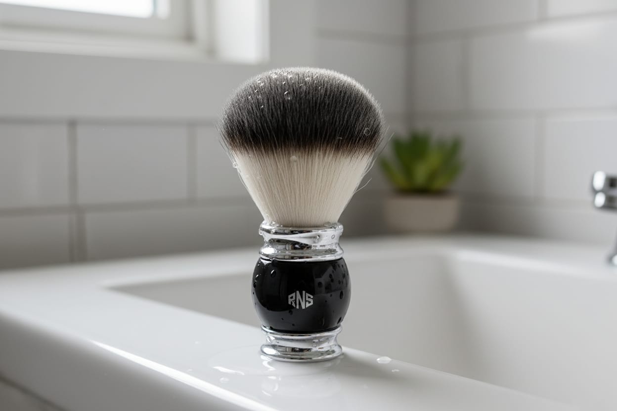 Alpha – Luxury Shaving Brush with Chrome Black Handle & Soft Bristles