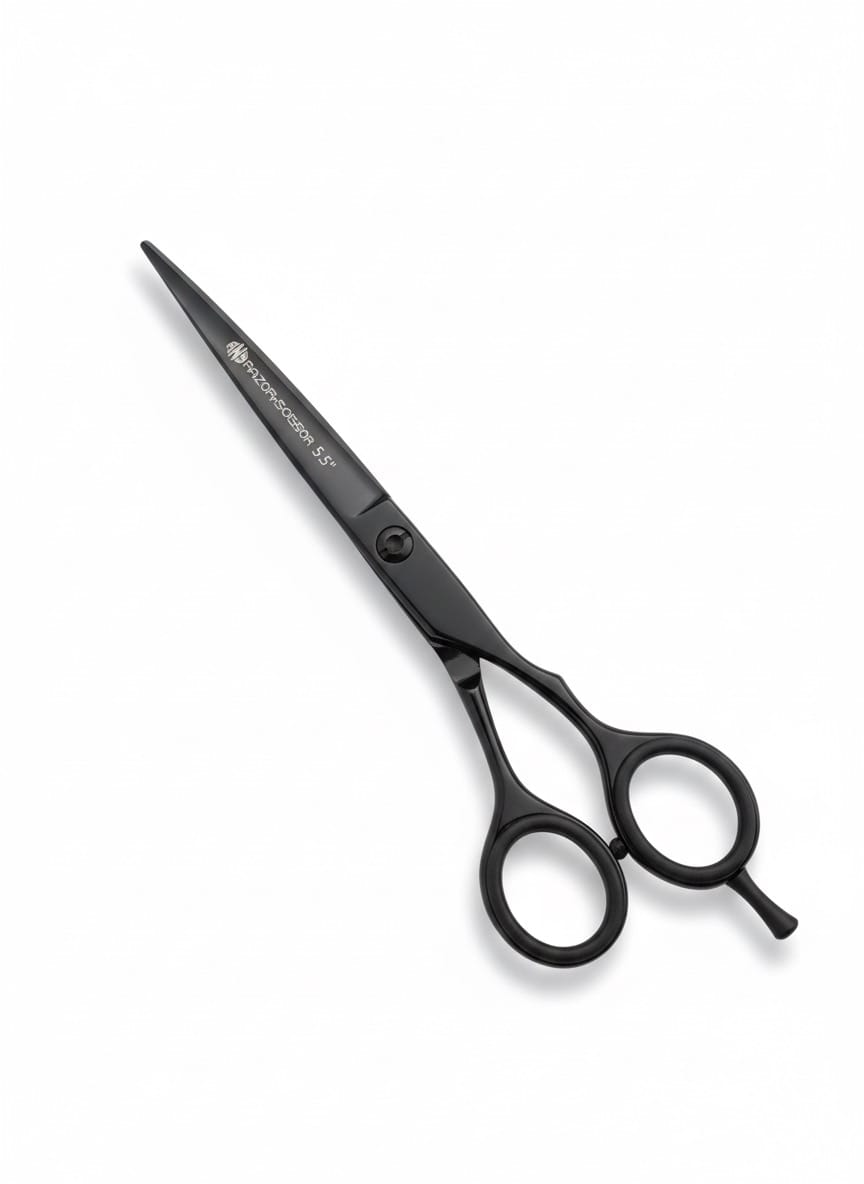 5.5” Chrome Black | Beard & Mustache Scissors – Fixed Screw Grooming Tool