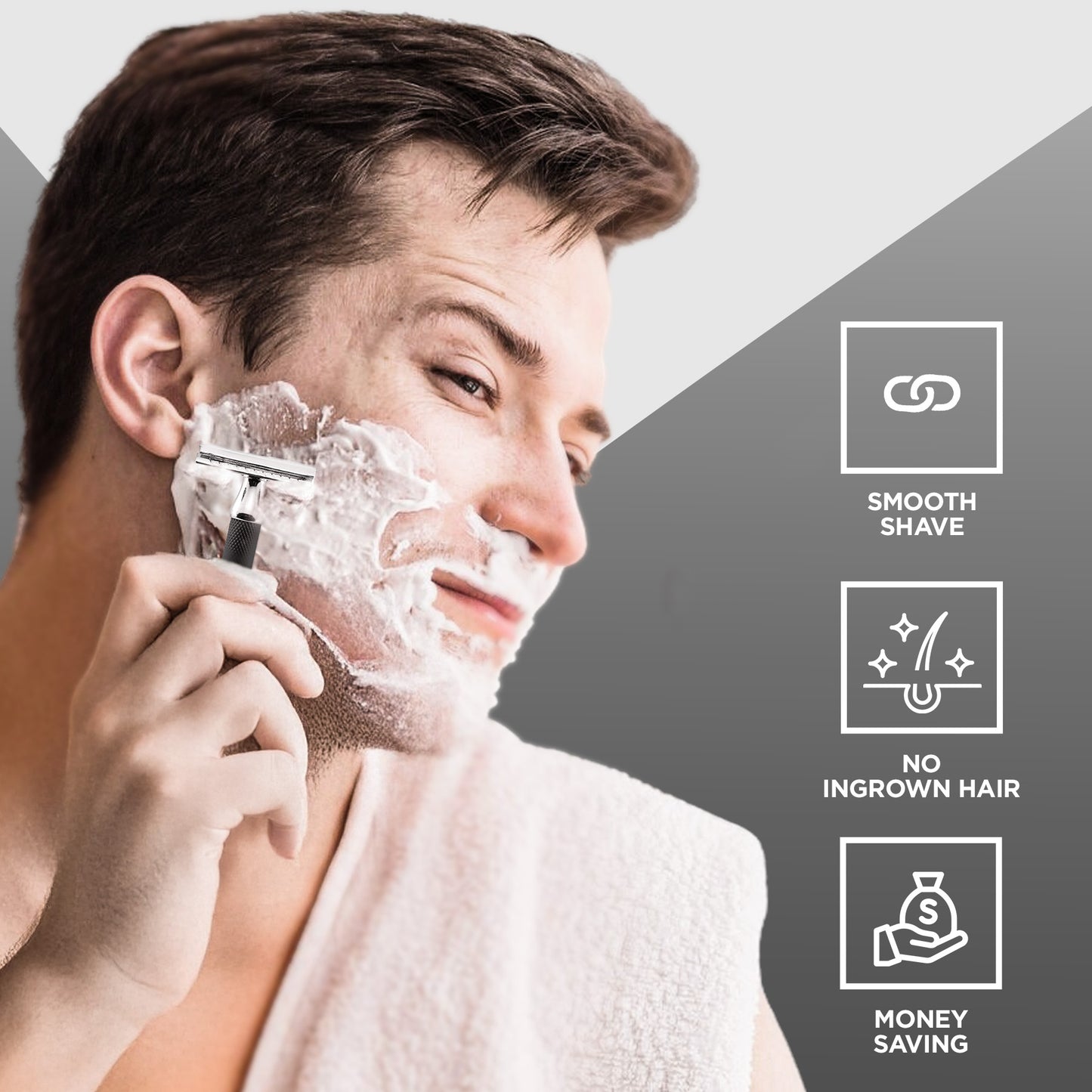 Textured Grip Black & Chrome Double Edge Safety Razor