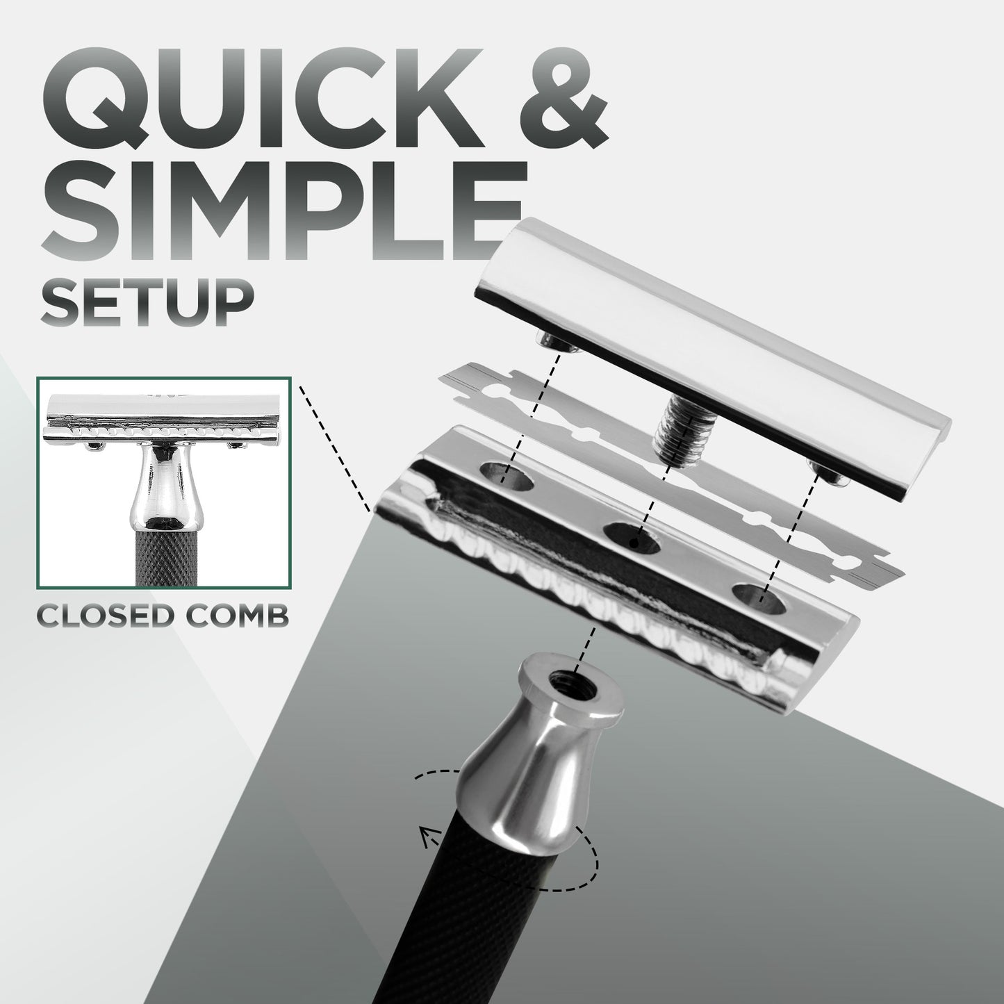 Textured Grip Black & Chrome Double Edge Safety Razor