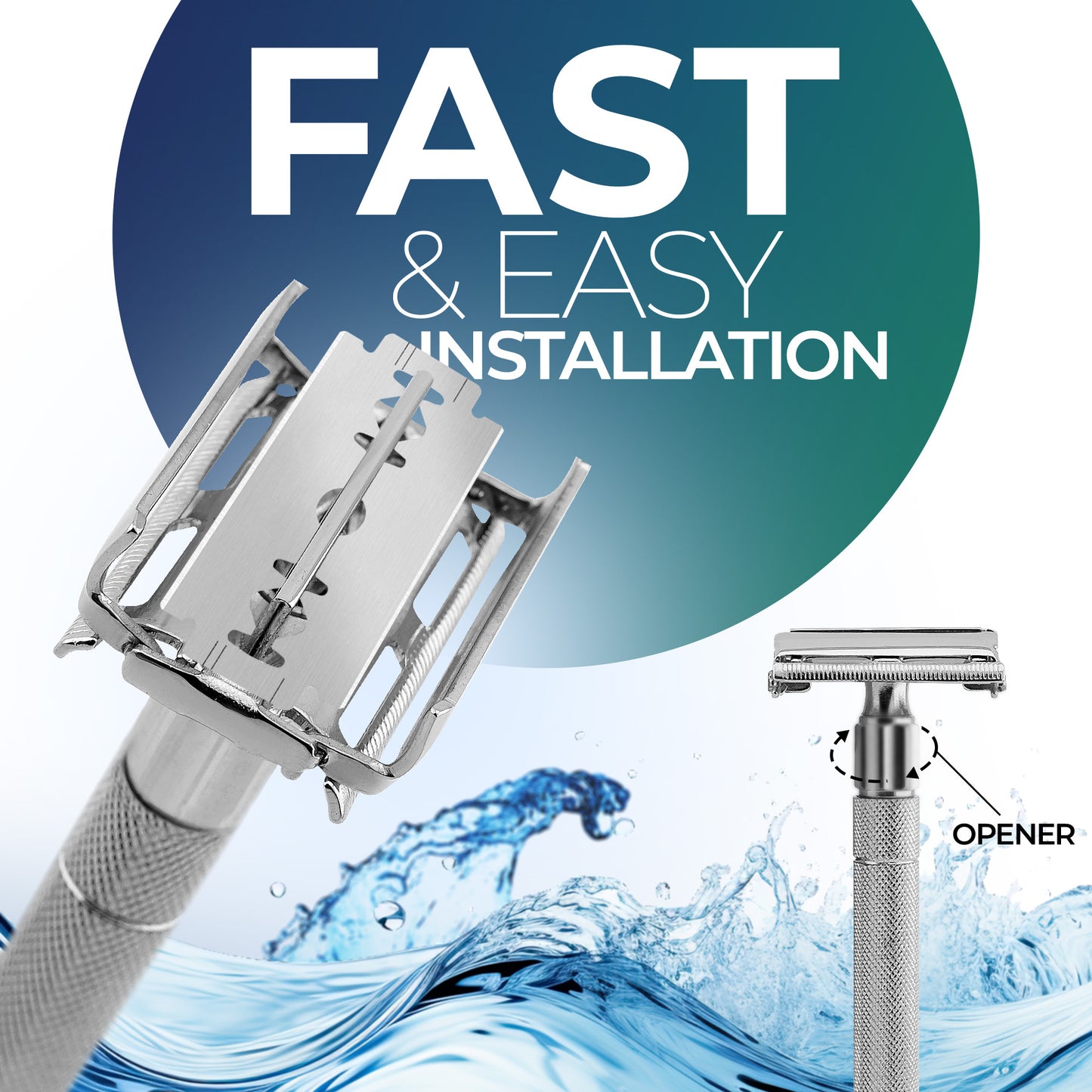 Chrome Textured Grip Butterfly Open Double Edge Safety Razor