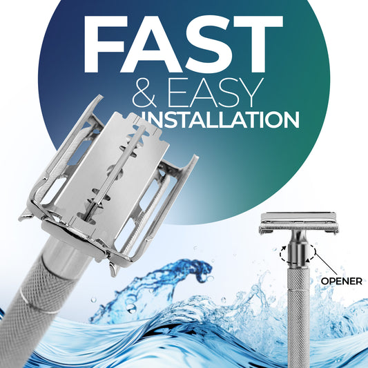 Chrome Textured Grip Butterfly Open Double Edge Safety Razor