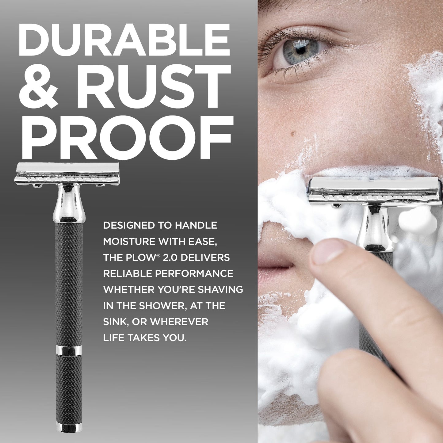 Textured Grip Black & Chrome Double Edge Safety Razor