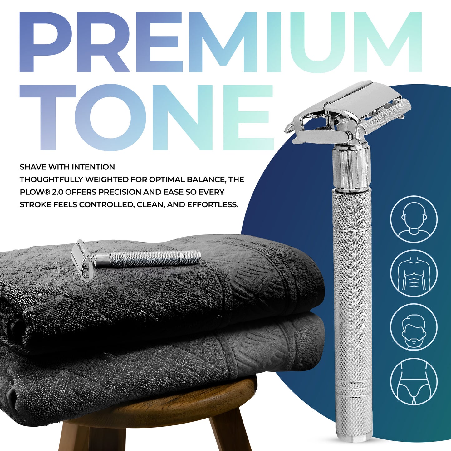 Chrome Textured Grip Butterfly Open Double Edge Safety Razor