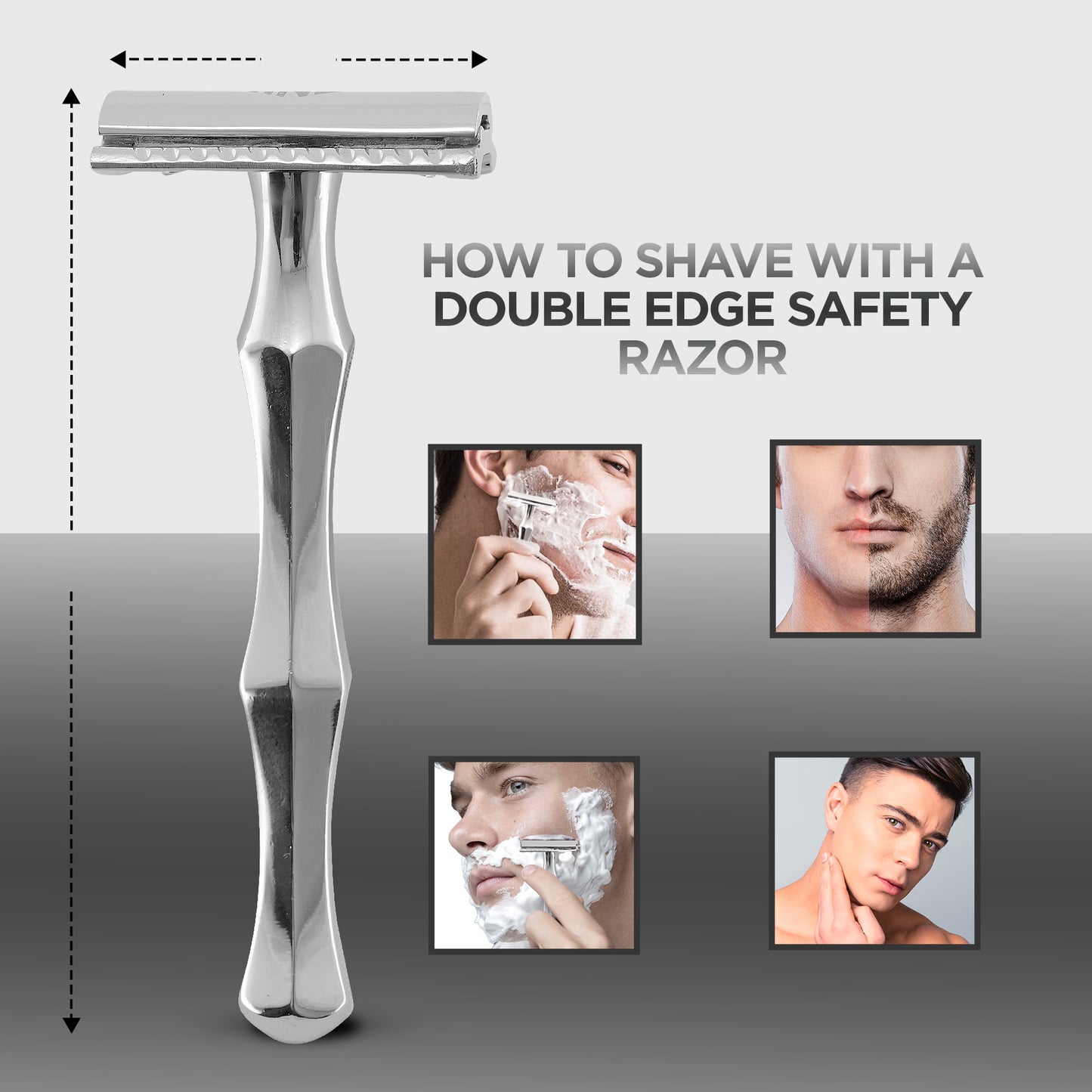 Diamond - Double Edge Safety Razor Premium Chrome Stainless Steel Shaving Razor