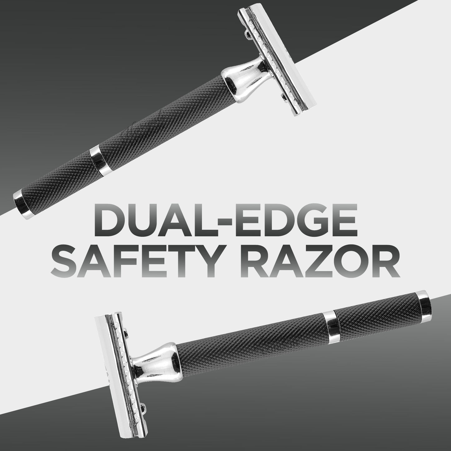 Textured Grip Black & Chrome Double Edge Safety Razor
