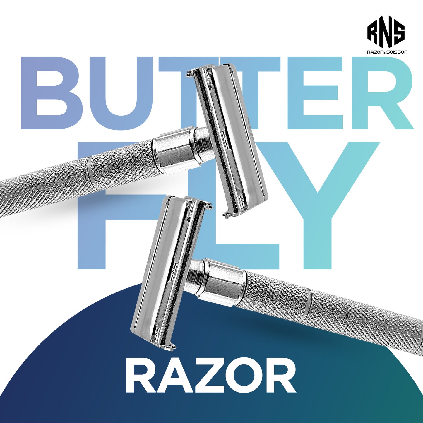 Chrome Textured Grip Butterfly Open Double Edge Safety Razor