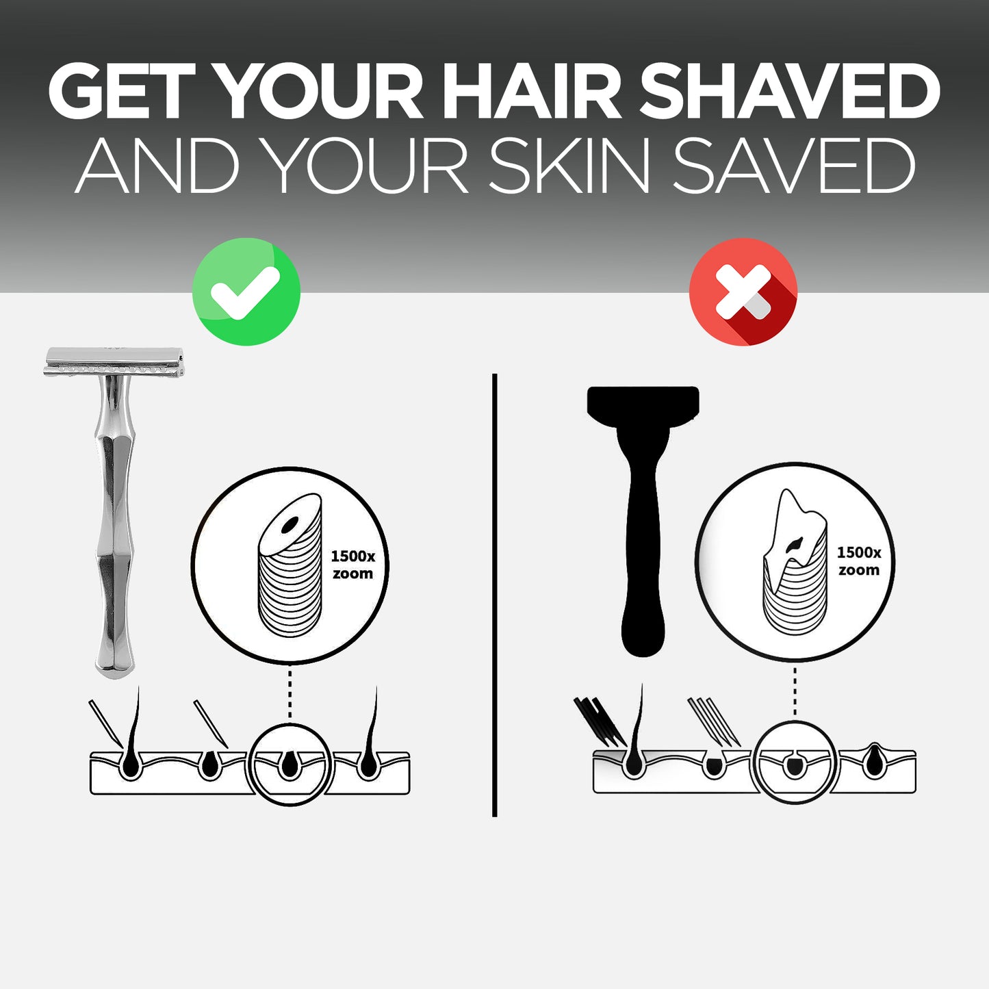 Diamond - Double Edge Safety Razor Premium Chrome Stainless Steel Shaving Razor