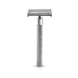 Chrome Textured Grip Butterfly Open Double Edge Safety Razor