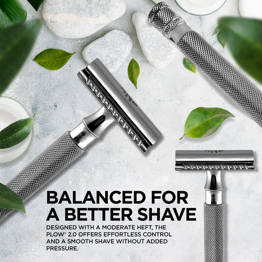 Classic - Chrome Double Edge Safety Razor with Textured Knurled Handle