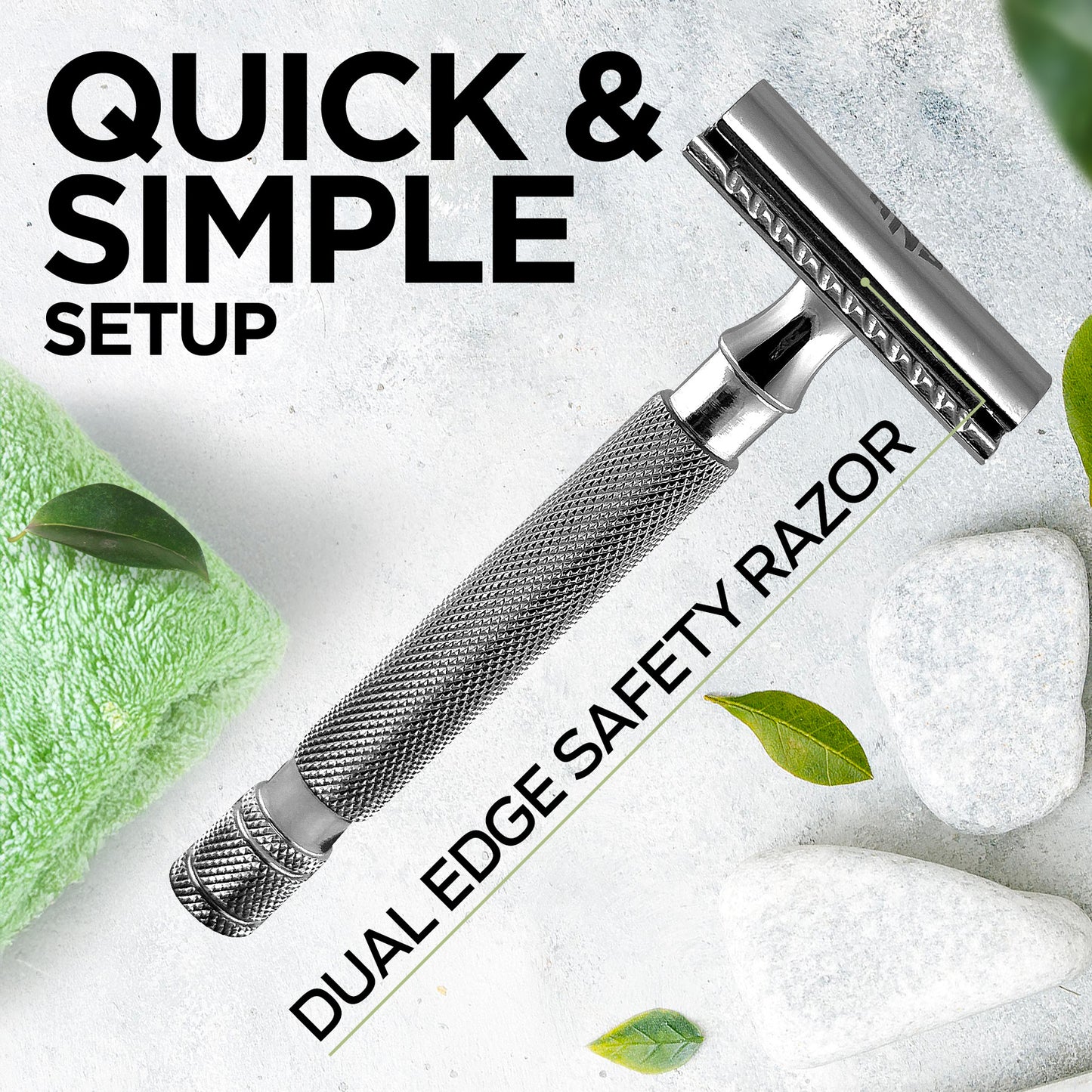 Classic - Chrome Double Edge Safety Razor with Textured Knurled Handle