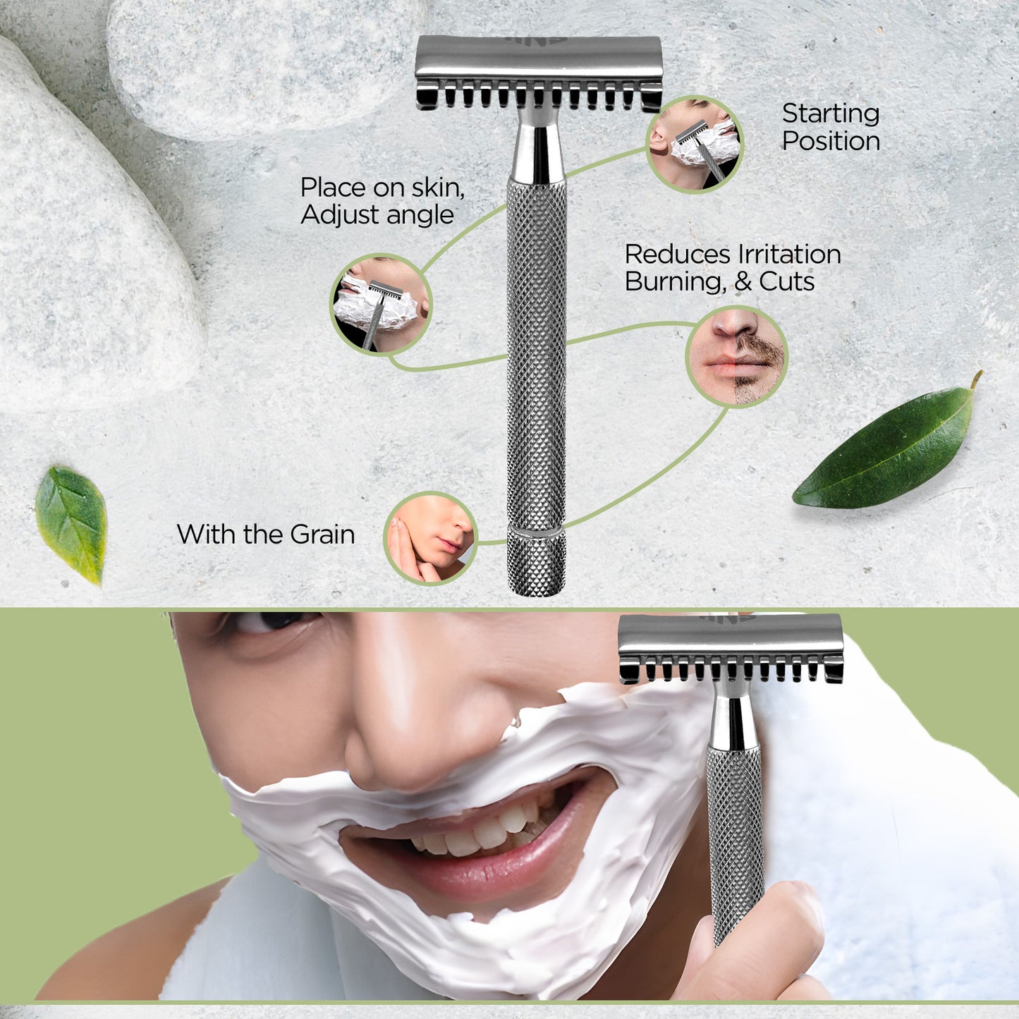 Open Comb Chrome Safety Razor For Long Hair | DE Shaving Razor