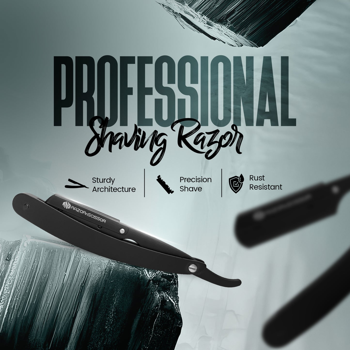 Professional Stainless Steel Cut Throat Razor Matte Black
