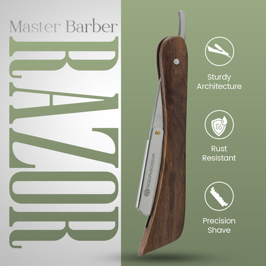 Handcrafted Knife-Handle Wooden Straight Edge Razor – Durable & Elegant