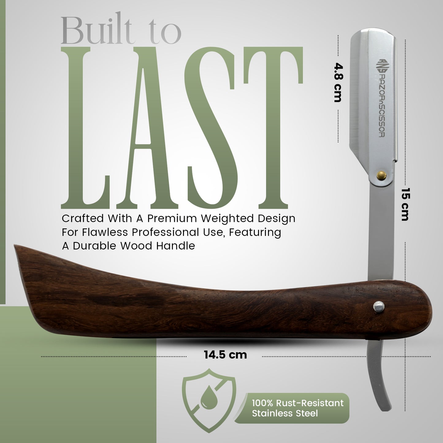 Handcrafted Knife-Handle Wooden Straight Edge Razor – Durable & Elegant