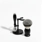 Raven Matte Black Shaving Set – Double Edge Razor & Brush with Stand