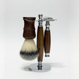 Nova Wooden Shaving Set – Wooden Razor, Brush & Sleek Stand