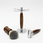 Nova Wooden Shaving Set – Wooden Razor, Brush & Sleek Stand