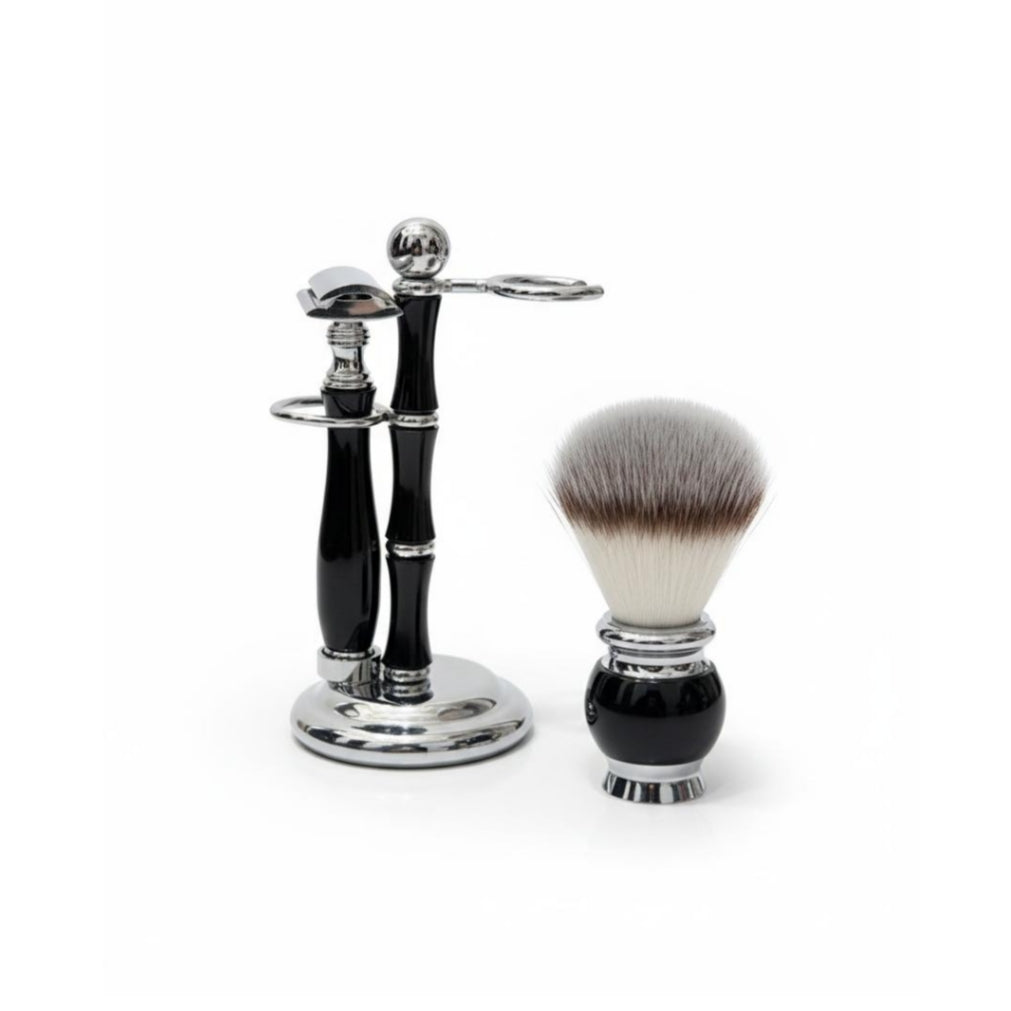 Elite Black Double Edge Safety Razor Shaving Set – Brush, Stand & Razor