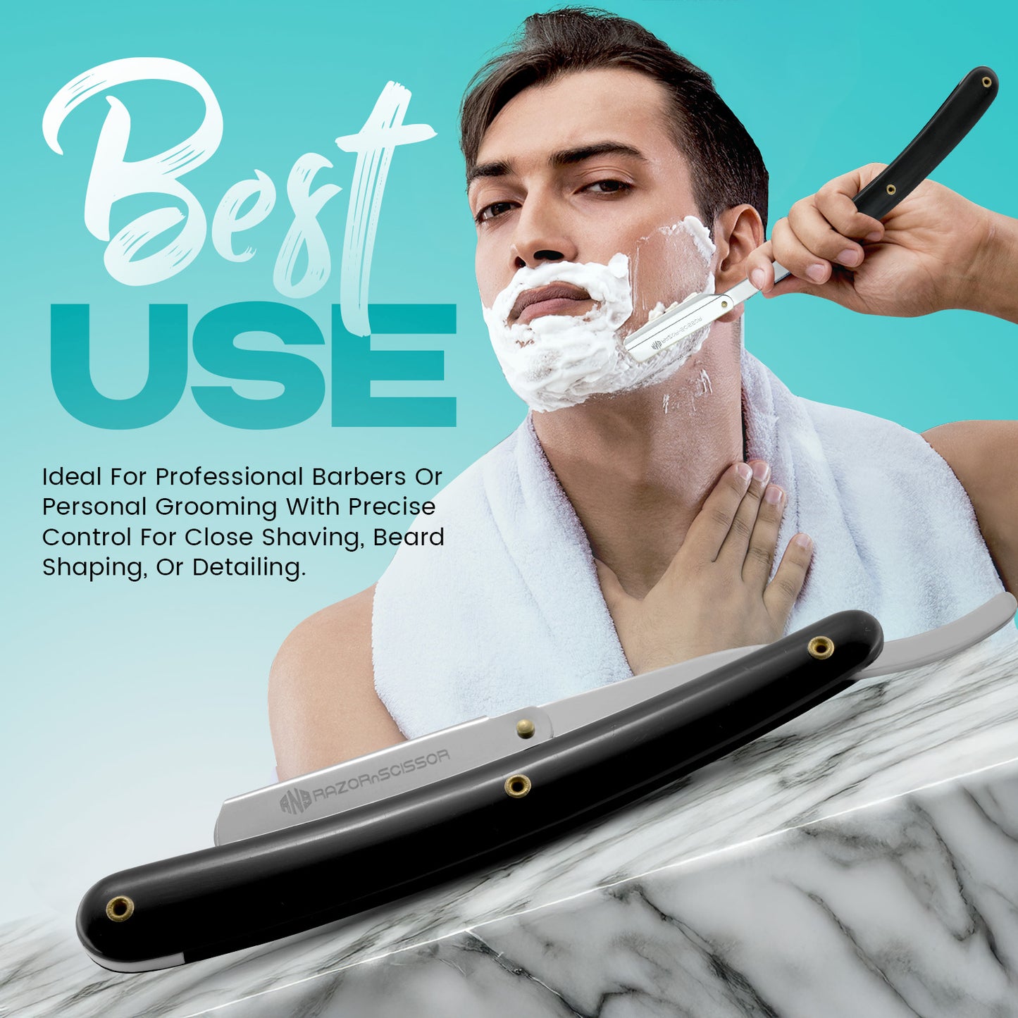 Straight Cut Throat Razor with Glossy Plastic Handle – Durable Barber Shaving Razor