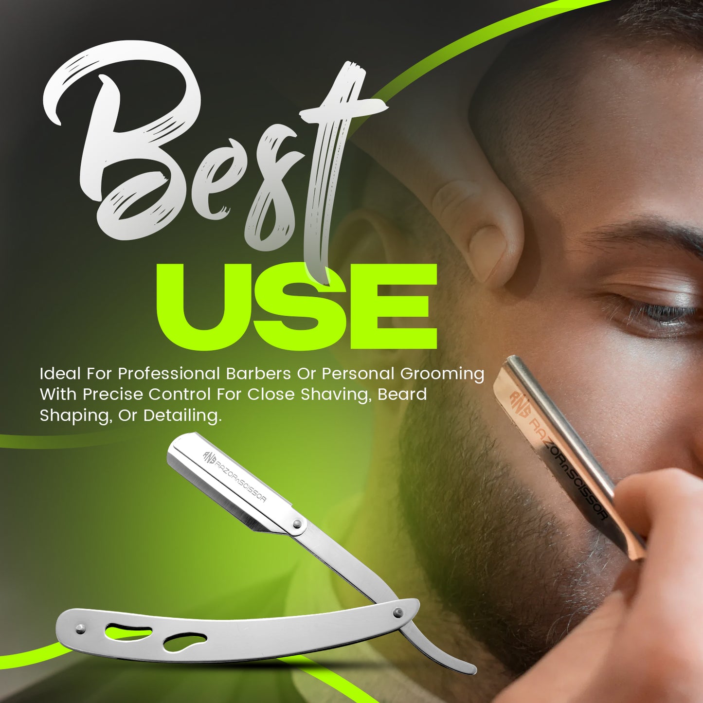 Personal Silver Stainless Steel Cut Throat Razor With Pierced