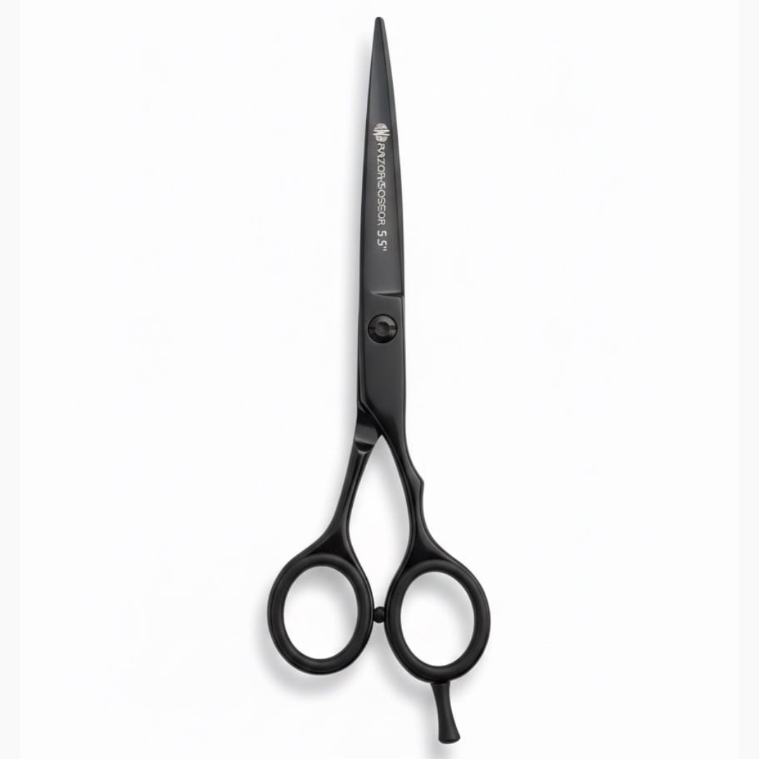 5.5” Chrome Black | Beard & Mustache Scissors – Fixed Screw Grooming Tool