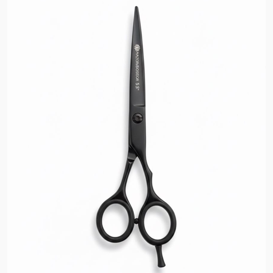 5.5” Chrome Black | Beard & Mustache Scissors – Fixed Screw Grooming Tool