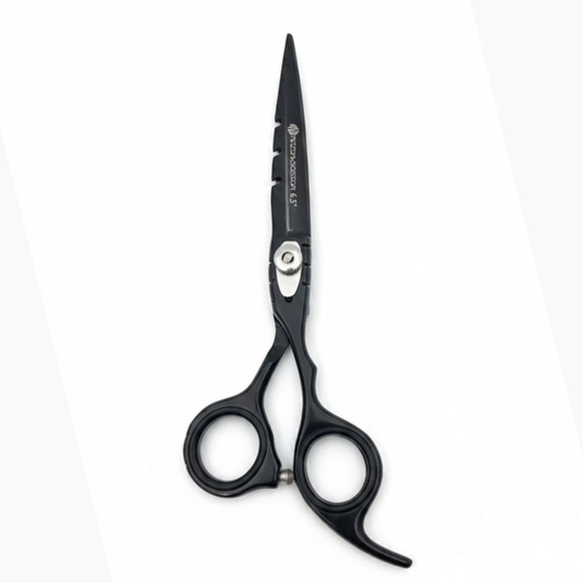 6.5” Chrome Black Dagger Shape | Offset Adjustable Hairdressing Scissors for Precision Styling