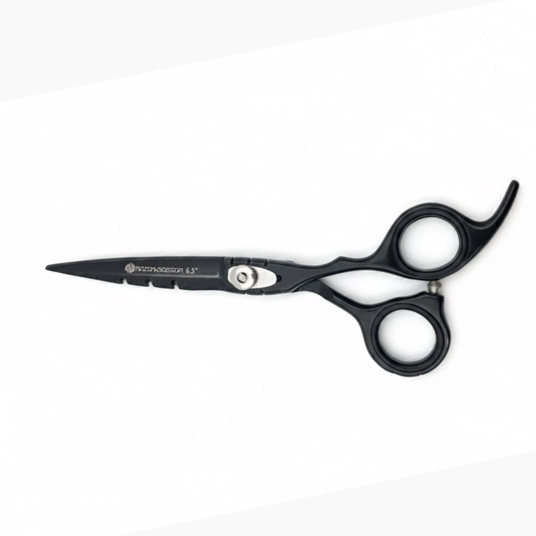 6.5” Chrome Black Dagger Shape | Offset Adjustable Hairdressing Scissors for Precision Styling