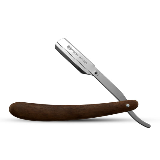 Classic Rounded Wooden Handle Straight Cut Throat Razor for Professional Shaving