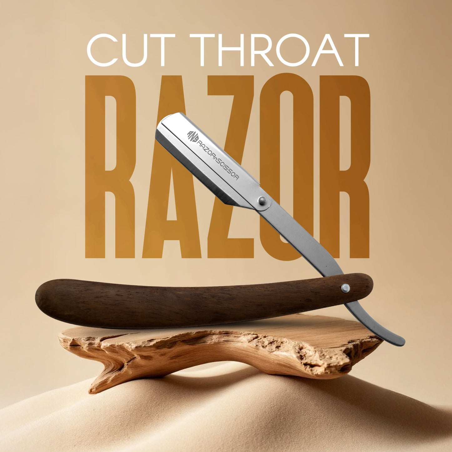 Classic Rounded Wooden Handle Straight Cut Throat Razor for Professional Shaving