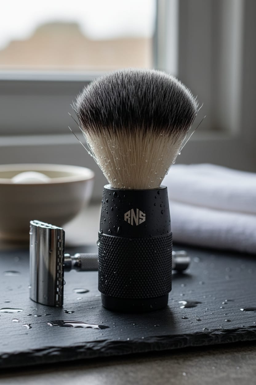 Titan - Black Shaving Brush with Textured Grip & Ultra-Soft Bristles