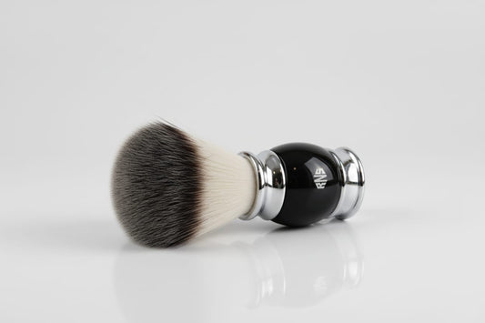 Alpha – Luxury Shaving Brush with Chrome Black Handle & Soft Bristles
