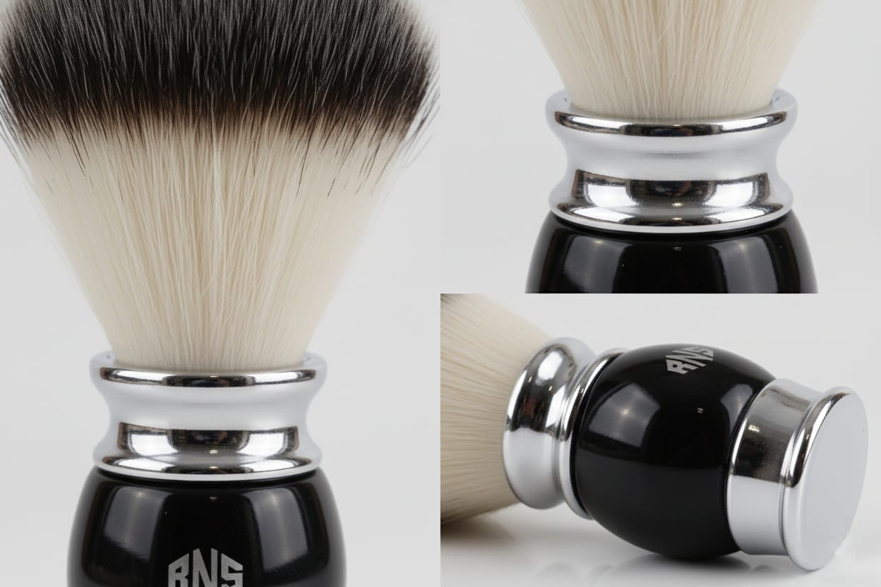 Alpha – Luxury Shaving Brush with Chrome Black Handle & Soft Bristles