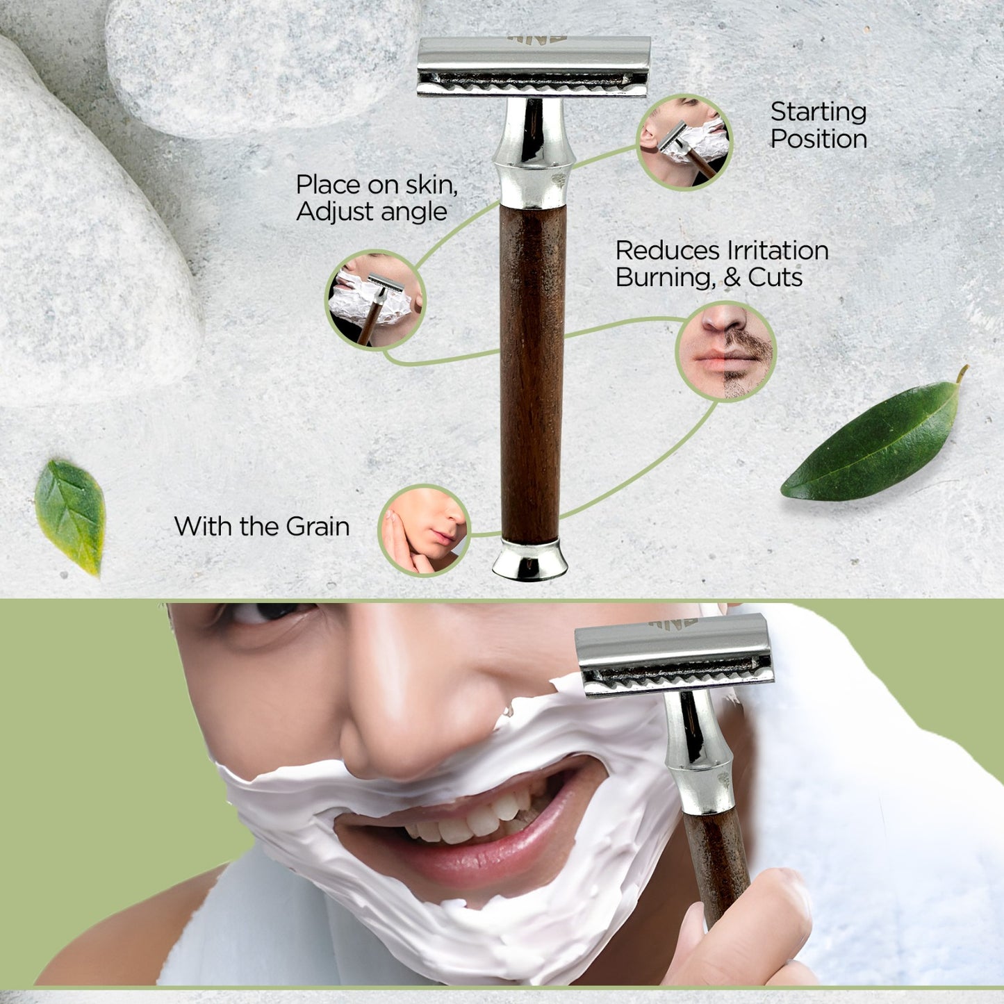 Wooden Pencil Handle DE Safety Razor – Classic Natural Wood Shaving Razor