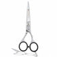5” Chrome Silver | Offset Razor Scissors – Adjustable Tension Screw, Black Grip