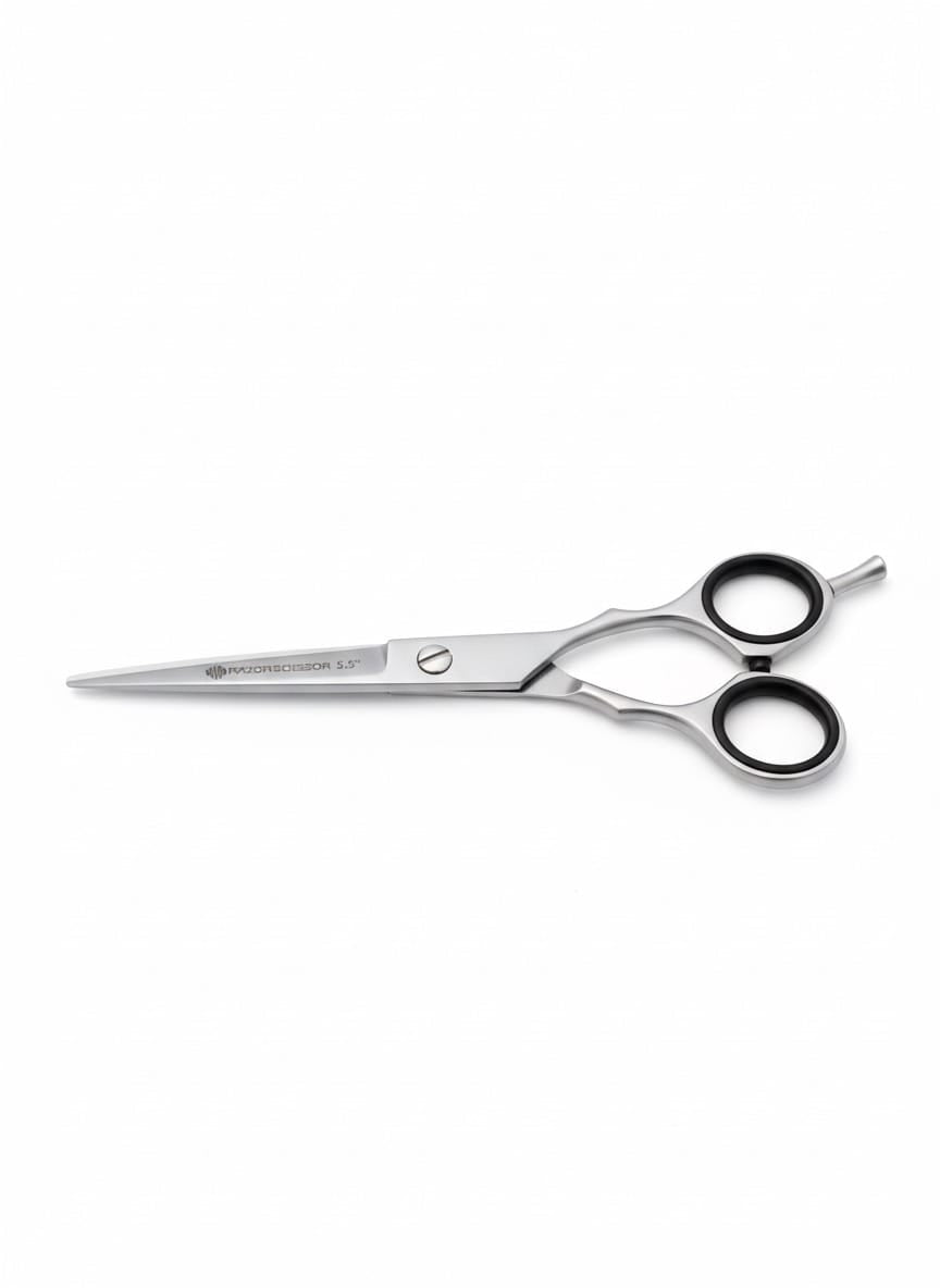 5.5" Matte Silver | Beard & Mustache Scissor with Black Grip | Fixed Screw Grooming Scissor – RnS