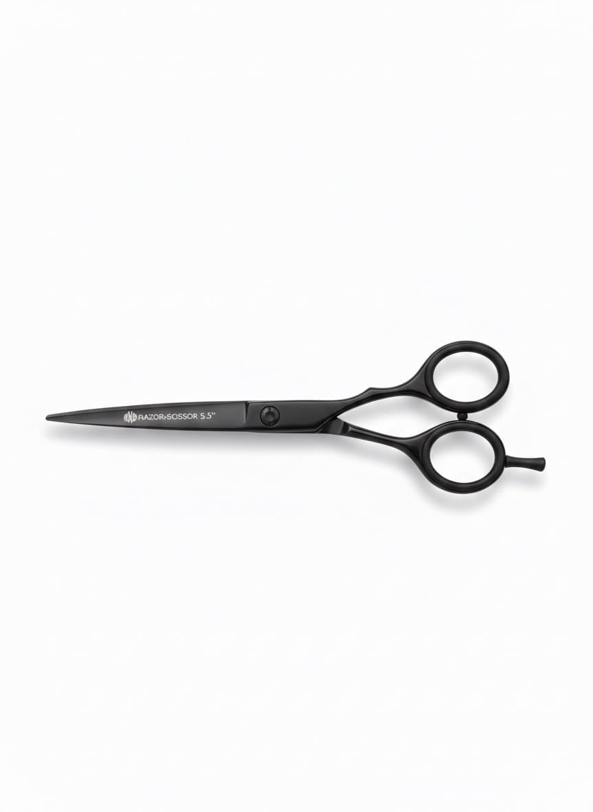 5.5” Chrome Black | Beard & Mustache Scissors – Fixed Screw Grooming Tool