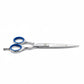 5.5" Chrome Silver | Beard & Mustache Shear – Fixed Screw with Blue Galaxy Grip