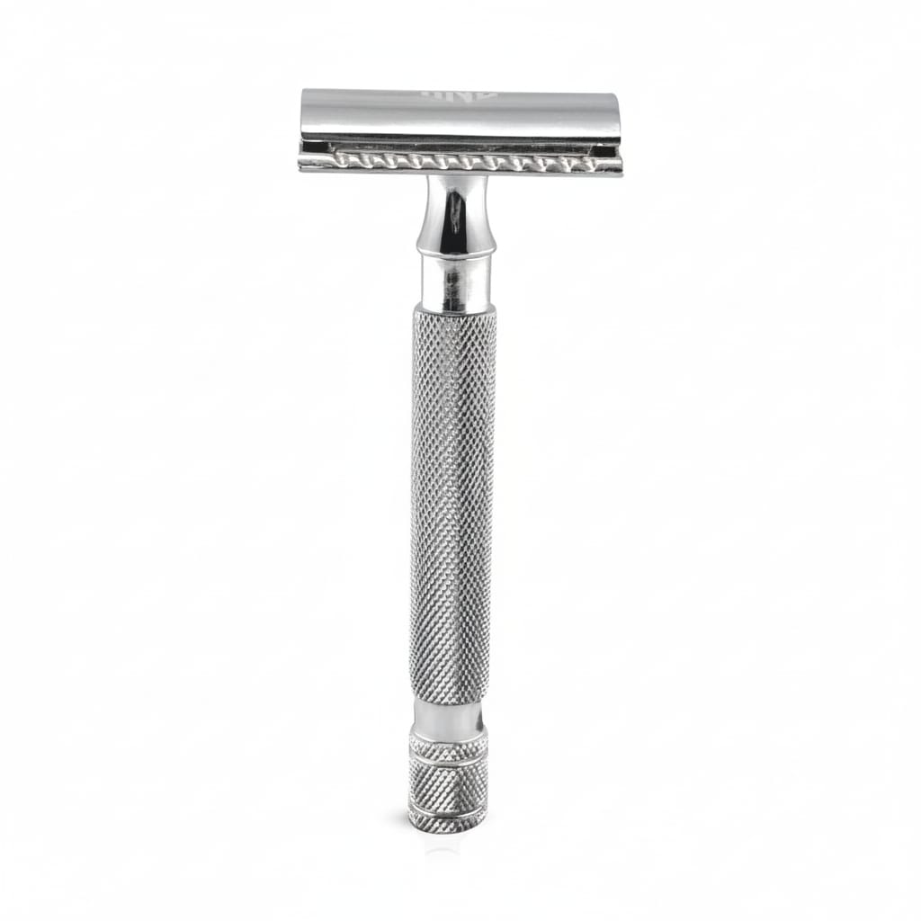 Classic - Chrome Double Edge Safety Razor with Textured Knurled Handle