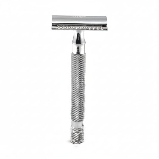 Classic - Chrome Double Edge Safety Razor with Textured Knurled Handle