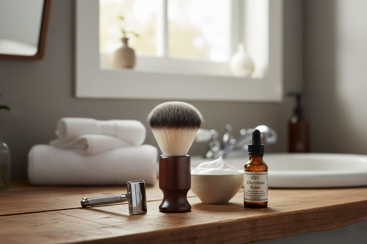 Premium Wooden Handle Shaving Brush With Soft Synthetic Bristles