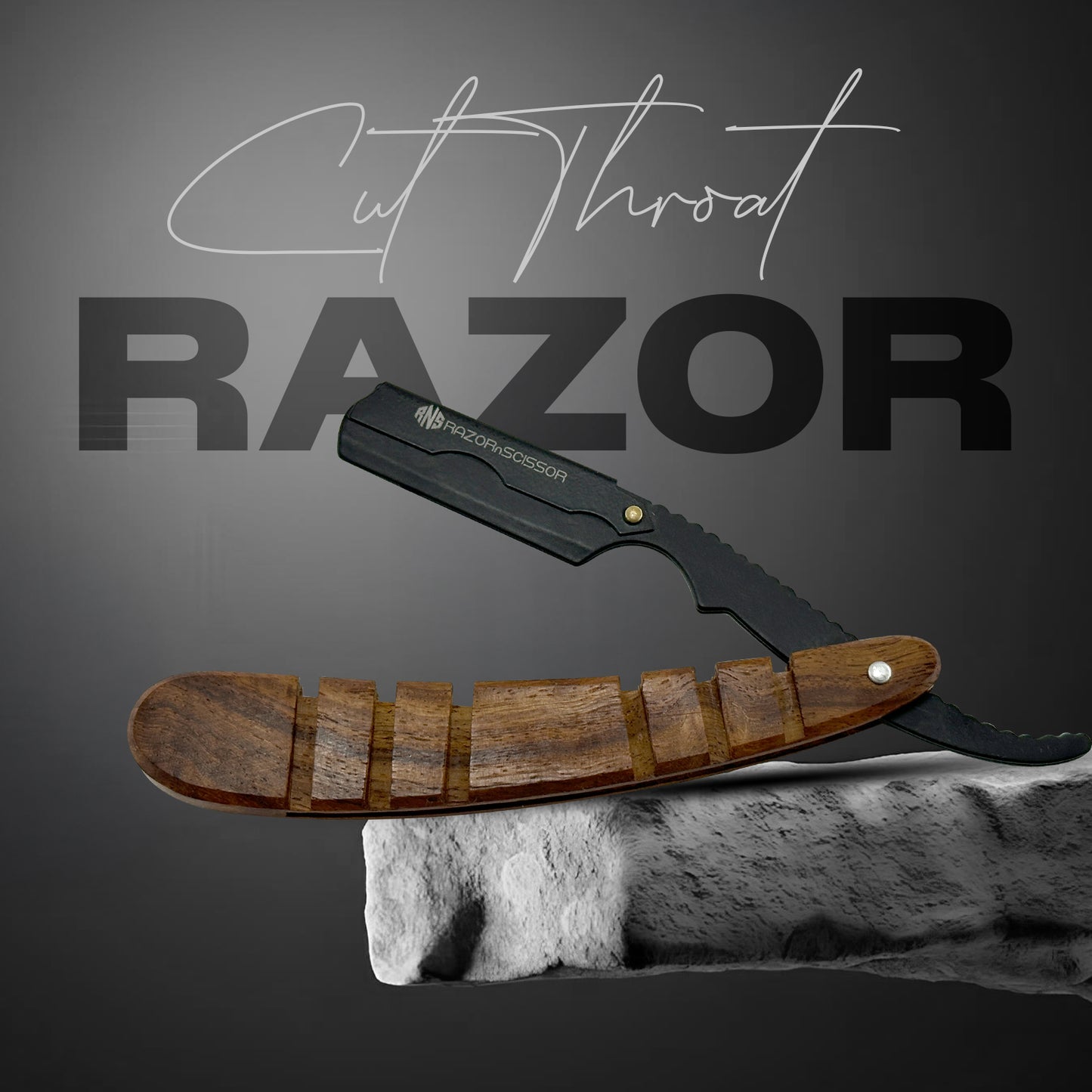 Traditional Grooved Textured Wooden Handle Cut Throat Razor