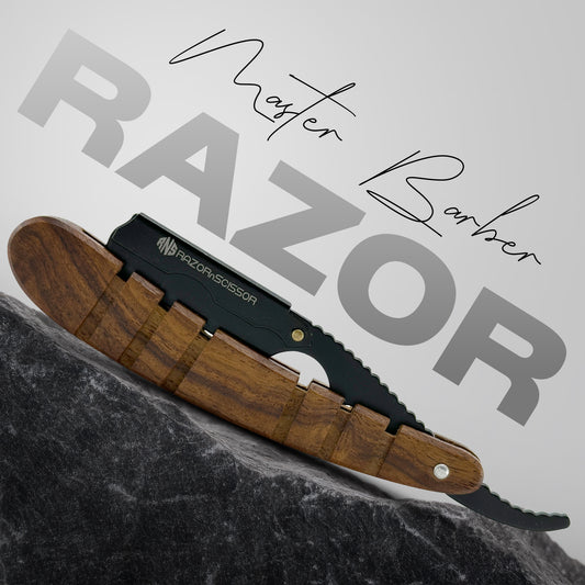 Traditional Grooved Textured Wooden Handle Cut Throat Razor