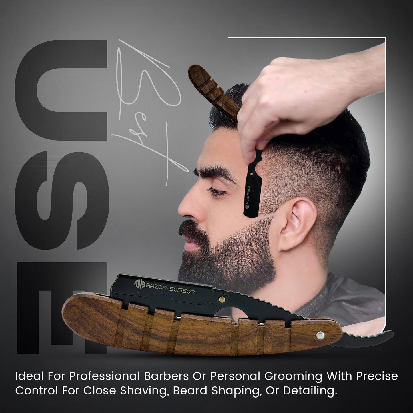 Traditional Grooved Textured Wooden Handle Cut Throat Razor