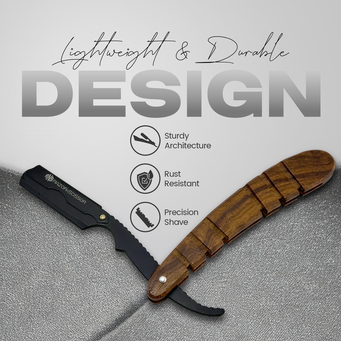 Traditional Grooved Textured Wooden Handle Cut Throat Razor