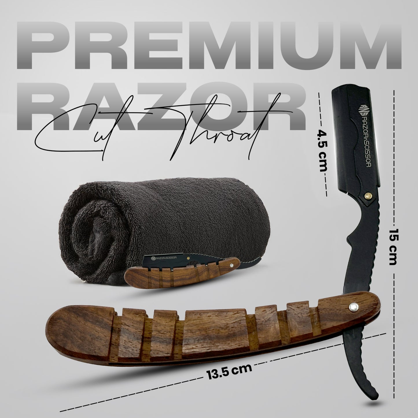 Traditional Grooved Textured Wooden Handle Cut Throat Razor